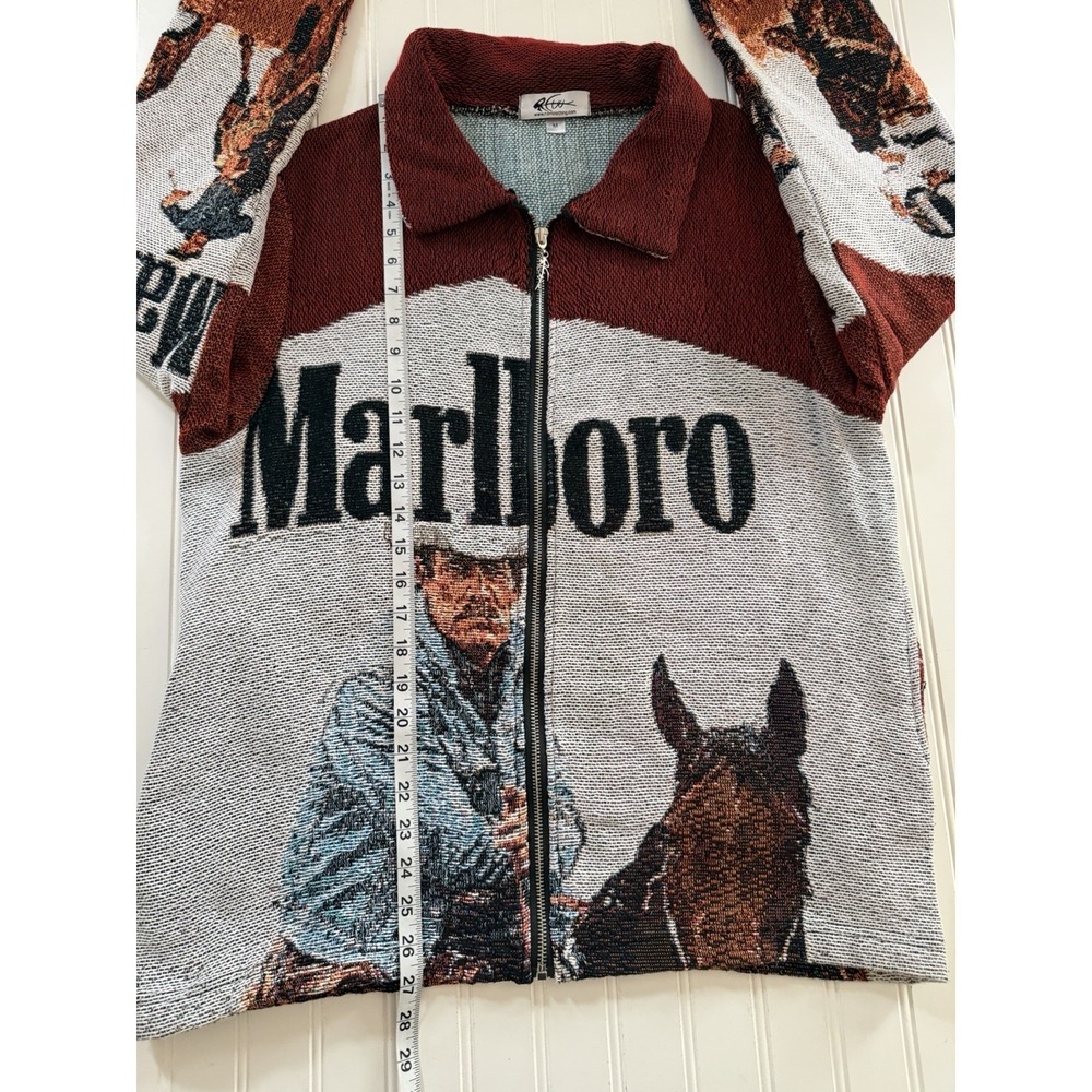 RDM Clothing Marlboro Tapestry Jacket Mens M Cowboy Rodeo Woven Full Zip - Picture 7 of 10